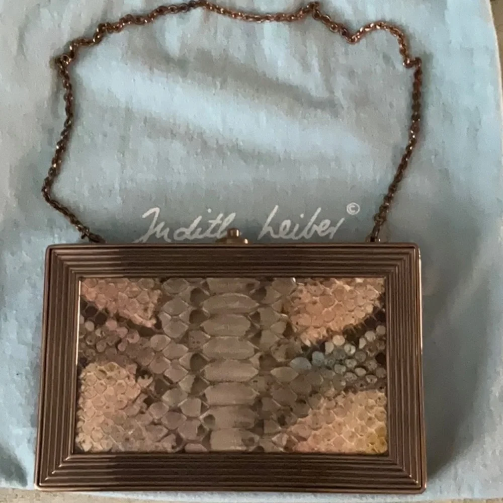 Judith Leiber Stunning Python and Metallic Leather Clutch/Handbag